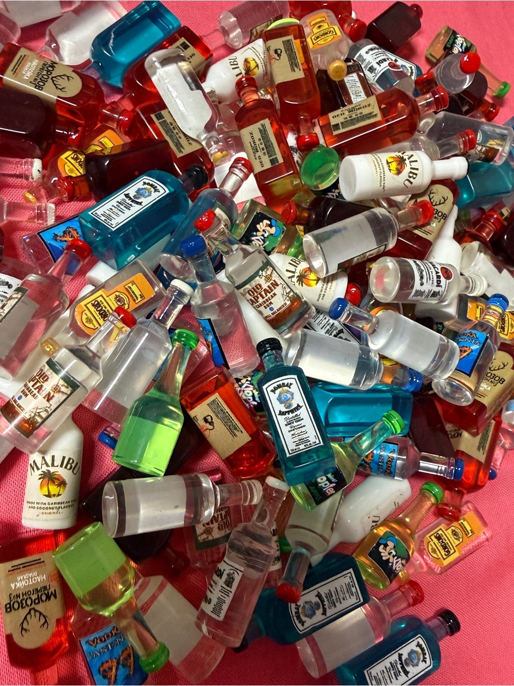 Assorted Mini Liquor Bottle Lot - Bright Multicolor- DIY